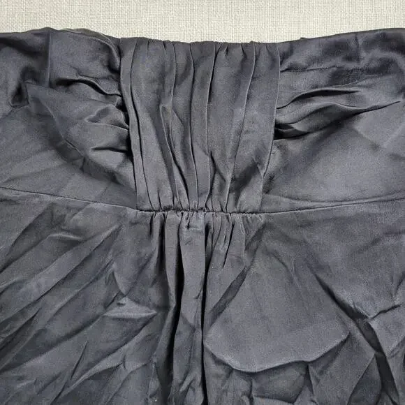 Banana Republic Womens Top Sz 8 Black Silk Strapless Ruched Velvet Sash Babydoll - Picture 10 of 12